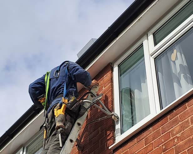 Swift brick being installed
