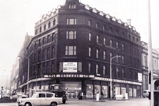 The old Cole Brothers department store on Fargate, Sheffield in April 1964 - this is the famous Coles Corner