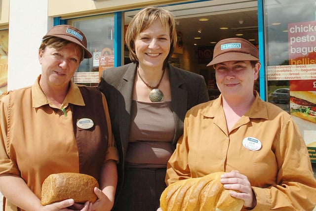 The new Greggs shop at Belle Vue Way is pictured in 2008 with staff members Wendy Bradley and Julie Blackmore in the picture as well as area manager Gillian Long.