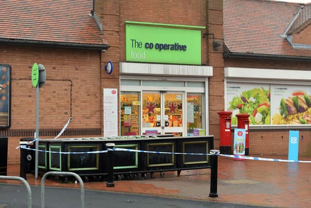 The front entrance of the Co-op on Chapel Street in Woodhouse remains sealed off.