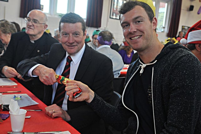 Blades boss Danny Wilson and Kevin MacDonald get into the spirit of the occasion at St Wilfrid's Centre's Christmas party.