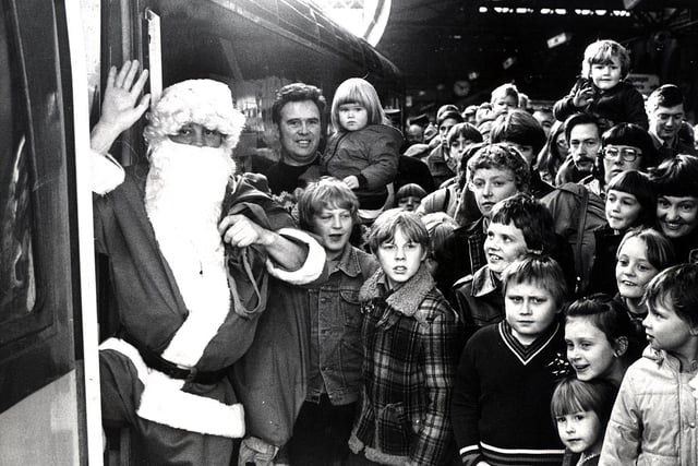 Father Christmas and children November 13, 1982 at Midland Station