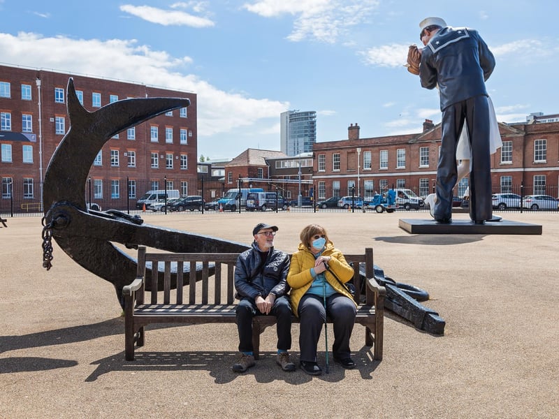 Kevin Kelly (68) and Linda Kelly (65) wait to board HMS Victory on opening day at Portsmouth Historic Dockyard. Picture: Mike Cooter (170521)