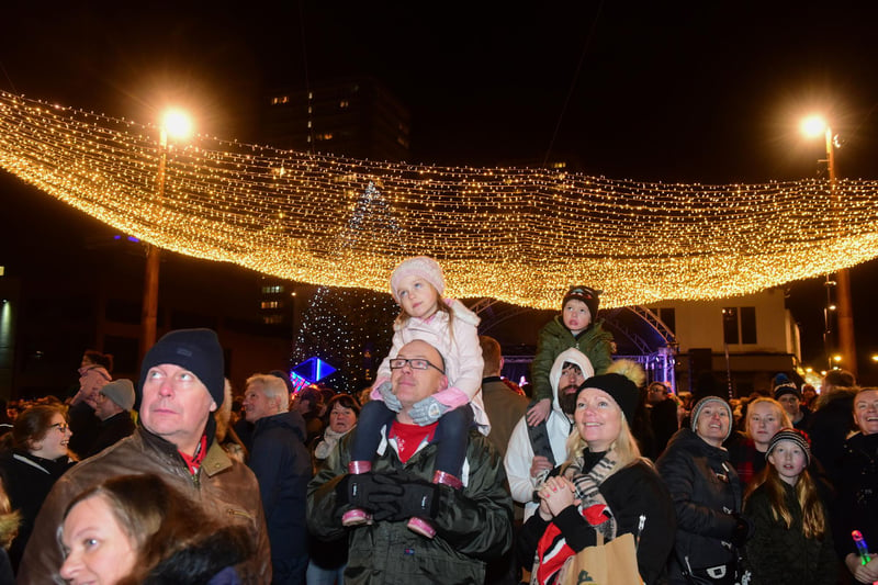 Crowds watching the fireworks Sunderland Christmas lights switch-on in Keel Square 5 years ago. Are you pictured?