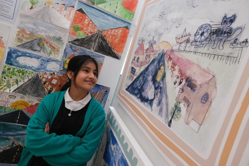 Nether Edge Primary School held its annual art exhibition. Umaima with her painting