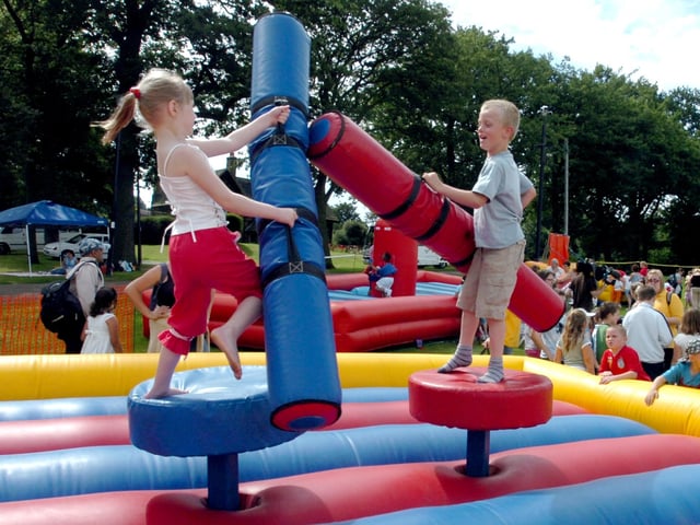 Youngsters inspired by the TV show have fun at a Gladiators 'arena' during an event held at the Norfolk Heritage Park in Sheffield