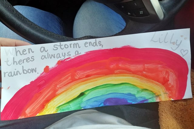 Chesterfield Rainbow picture. Painting by Lilly aged 6. sent in by Jessica Carmichael.