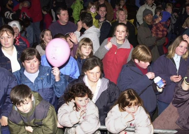 A crowd watching a firework display at the Doncaster Asda in 2000.