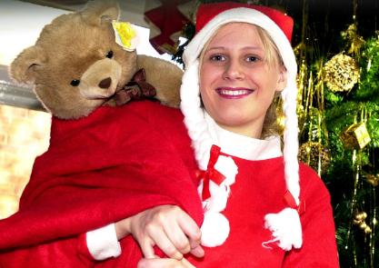 Victoria Lawrence, aged 20, dressed as Mrs Santa Claus. 2003.