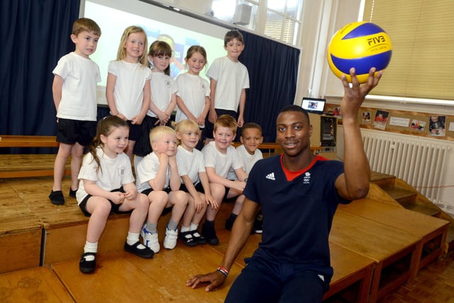 British Olympic Volleyball player Peter Bakare is pictured with pupils six years ago. Can you spot anyone you know?