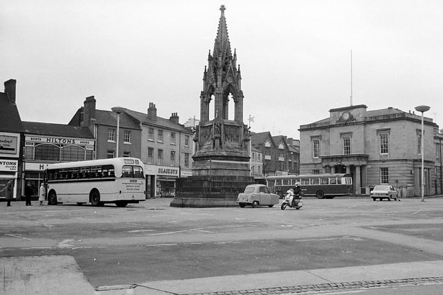 Buses in the market place in 1969
