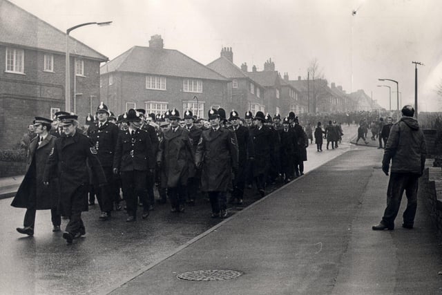 Police on the streets of South Yorkshire during the miners' strike of 1972.