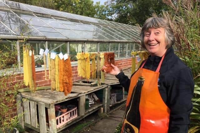 Dyeing at Meersbrook walled garden is Leonie Souster.
