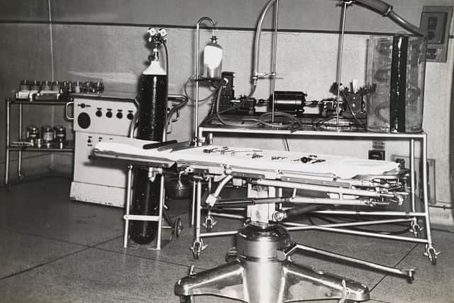 Mr Chesterman's pump oxygenator installed in the operating theatre at the City General which later merged with Fir Vale Infirmary to become the Northern General Hospital