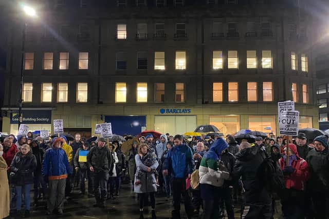 Despite the pouring rain, hundreds turned out to show their support to Ukraine in Sheffield amid ongoing invasion by Russia