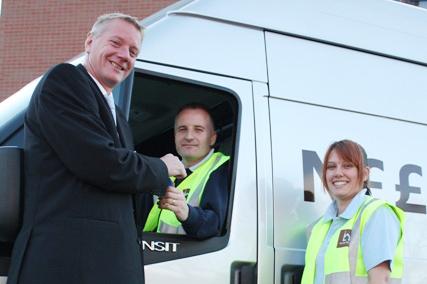 Pictured with one of the new St Leger Homes of Doncaster vans in 2008 are (from the left) Assistant Director at St Leger Homes, Paul Lightfoot; electrician Darryl Brown and Lisa Burfield apprentice electrician.