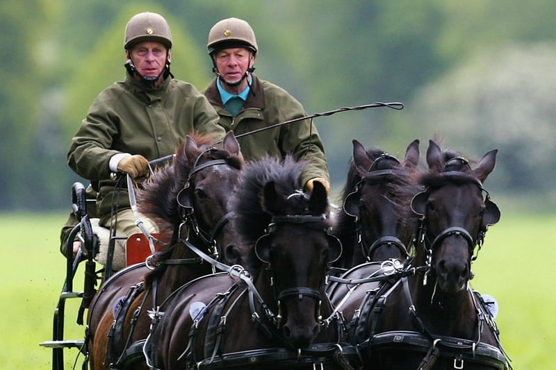 The Duke of Edinburgh competes in the Driving Grand Prix Competition B - The Marathon event during the Royal Windsor Horse Show at Home Park, Windsor Castle 2005