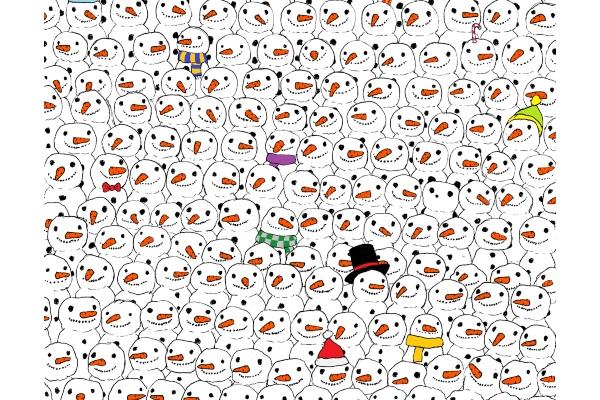 Hidden somewhere in this scene of snowmen is someone who isn't supposed to be there - a panda! Can you find it?