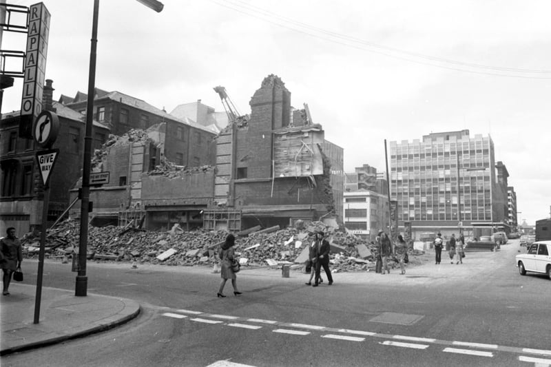 The demolition of the Alhambra theatre in Glasgow in July 1971.
