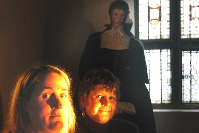 Manor Ghost Walk 3.  Anna Connor and Julie Neville  prepare to stay the night in the Tower at the Manor Lodge .