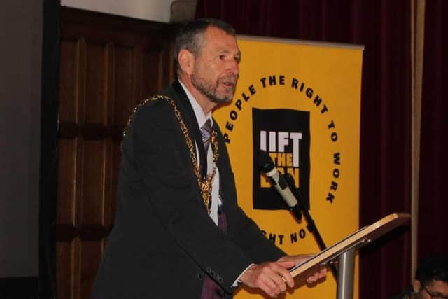 Sheffield Lord Mayor Coun Colin Ross speaks at the  launch the Lift the Ban Coalition campaign at Sheffield Town Hall. Picture: Lift the Ban