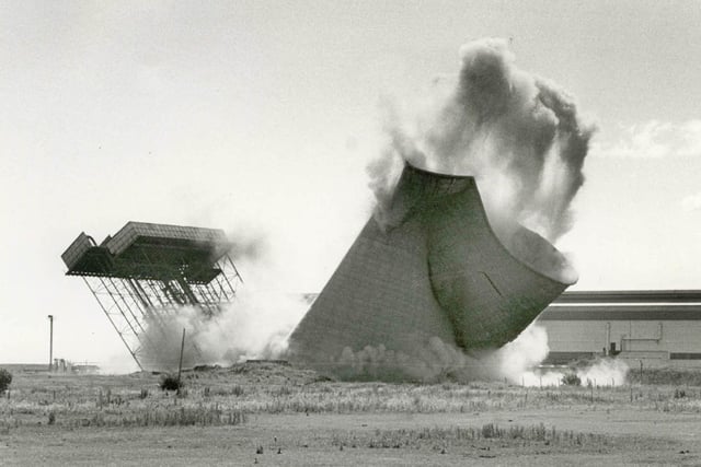 One of the cooling towers at the British Steel south works site is demolished. Can you remember the year?