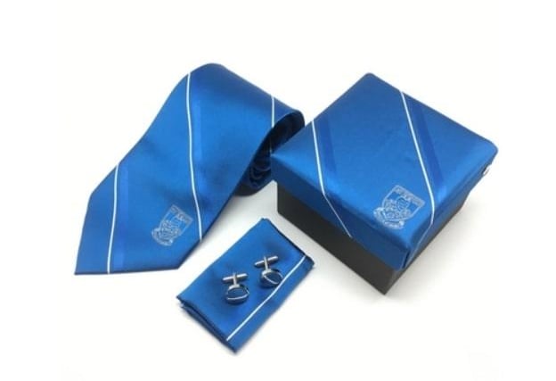 This three-piece set that includes cufflinks pocket square and tie in a SWFC presentation box. Price £25 from SWFC online shop.