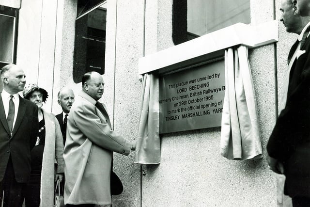 The official opening of the Tinsley Marshalling Yards by Lord Beeching, October 29, 1965