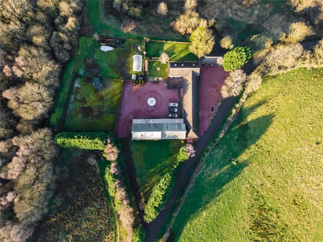 Overhead view of property and grounds.