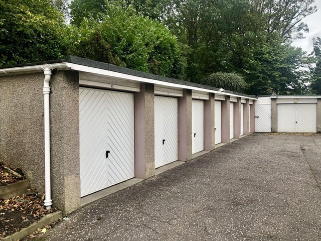 Single car garage located at the end of a row on Barnton Court. Electricity now installed with two lights and four three-pin sockets - Fixed price £35,000.