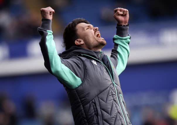WINNING FEELING: Manager Danny Rohl celebrates as Sheffield Wednesday claim their first win of 2023