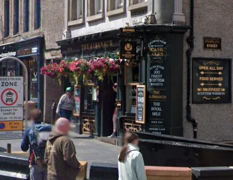 The Albanach, at 197 High Street, EH1 1PE, has a rating of 4 from 1,244 reviews.