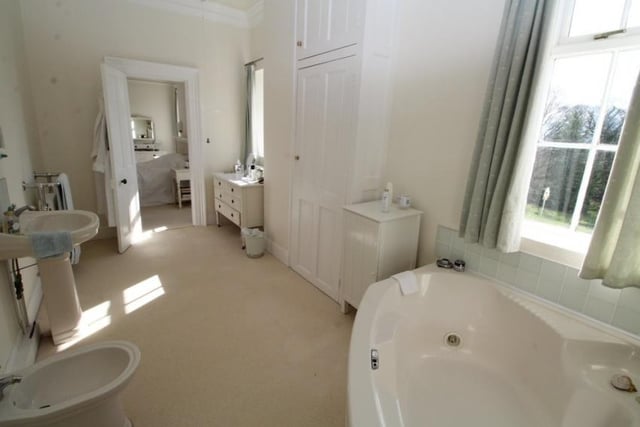 In the master bedroom, you’ll find the master bathroom which has an en-suite bathroom which boasts a corner jacuzzi bath, wash basin, bidet and low level WC