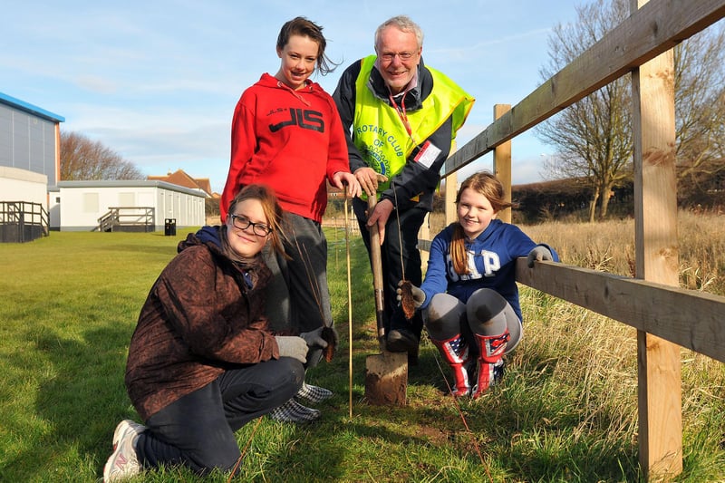 High Tunstall College of Science pupils were planting a selection of trees to mark the Queen's Jubilee with a helping hand from Dave Barker from Hartlepool Rotary Club in this 2012 scene.