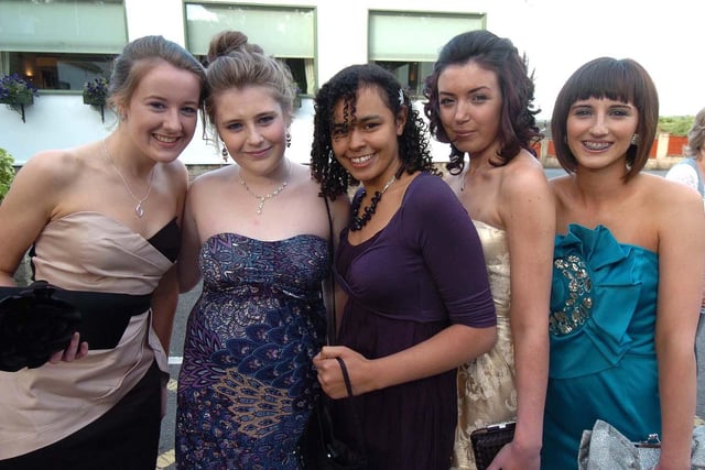 SILVERDALE SCHOOL PROM   l/r: Penny Rogers, Katy Dinnigan, Evie Hollingworth, Abby May and Becky Staves at the Silverdale School Prom at Baldwins Omega.     12 May 2011