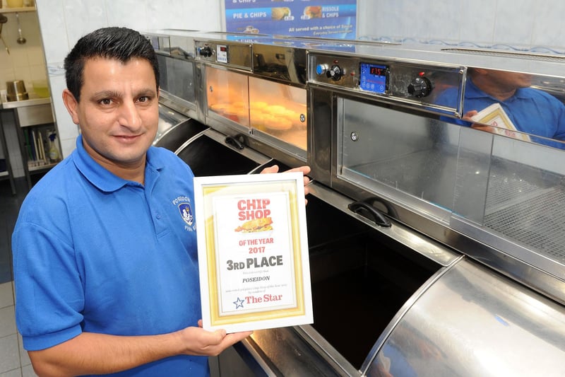 Poseidon Fish Bar on 13 Abbey Lane, Woodseats is third on our list. 
Pictured is Haje Mahmood, of Poseidon. Picture: Andrew Roe