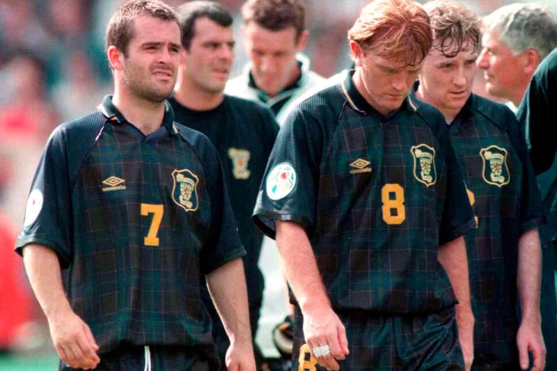 The navy/tartan number donned at Euro 1996 is still a sought after jersey, which is available as a reproduction on ScoreDraw for £35, while originals are available via classicfootballshirts and eBay, starting at £44.99.