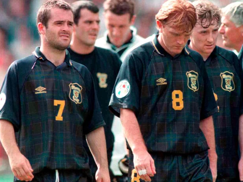 The navy/tartan number donned at Euro 1996 is still a sought after jersey, which is available as a reproduction on ScoreDraw for £35, while originals are available via classicfootballshirts and eBay, starting at £44.99.