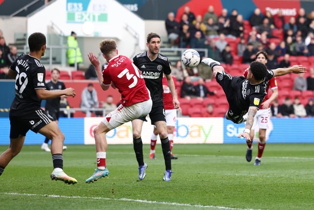 A moment of magic almost put the Blades ahead when he dummied nicely for Ndiaye, who sent him clear but Bentley smothered the shot. Then a moment of magic did drag the Blades level, his overhead kick cancelling out Martin's opener. A special player