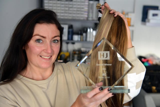 Joanne Fox, 37, from the Bishop Cuthbert area of Hartlepool, was crowned overall winner in the Salon International HJ’s Extension Competition.