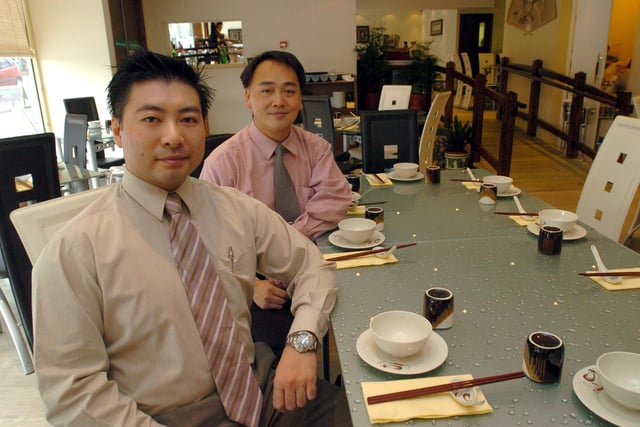 Owner Peter Yan and manager Paul Chu in the restaurant at the East Ocean Cafe, on Matilda Street, Sheffield, in July 2004