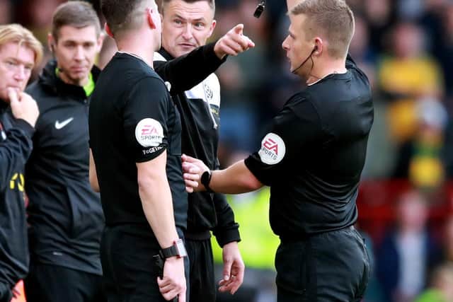 Blades bos Paul Heckingbottom was also shown a yellow card by Smith against Norwich: Simon Bellis / Sportimage