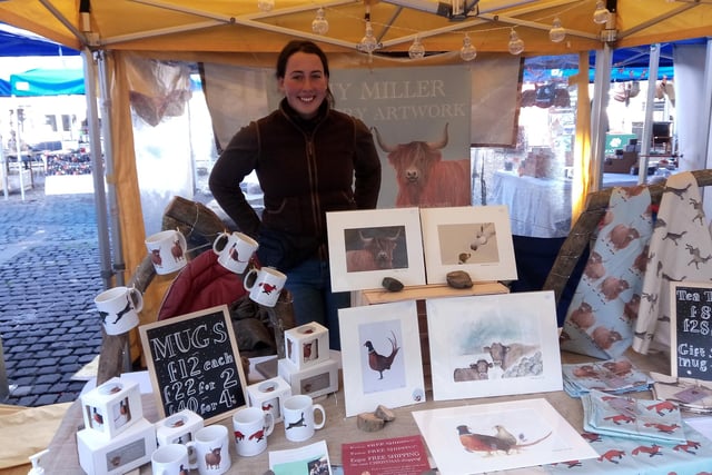 Amy Miller has just made her debut appearance at Alnwick Market with her countryside-themed artwork. From Kirkhale, near Belsay, she had previously painted for a hobby alongside her work on the farm but three months ago decided to set up a business.