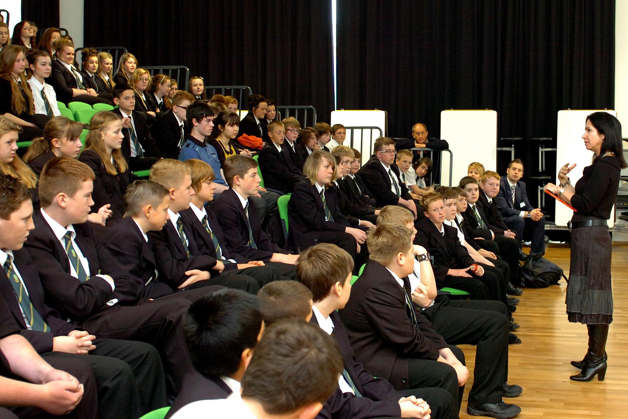 Year 9 students from St Bede's School in Peterlee hosted a visit in 2002 by Dr Saralyn Mark, a senior medical advisor at NASA, who talked about the space agency's mission to Mars.