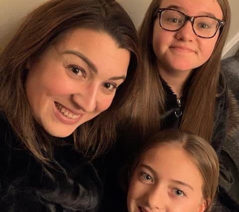 (L-R) Sarah Cardwell pictured with her daughters Millie, 13, (top) and Laila, 10 (bottom)
