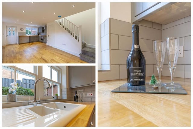 Champagne is waiting when you move in to this delightful Edwinstowe cottage! The kitchen/dining area also has a flight of stairs leading to the bedrooms on the first floor.