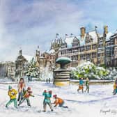 The snow covered Peace Gardens by Margaret Ellis