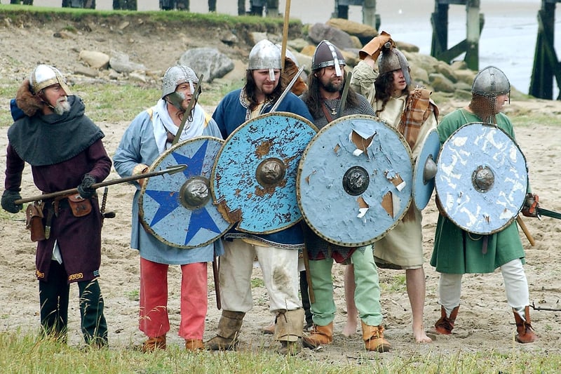 The main attraction at the Amble Sea Fayre Festival in July 2004 was the Viking raids which were performed throughout the day.