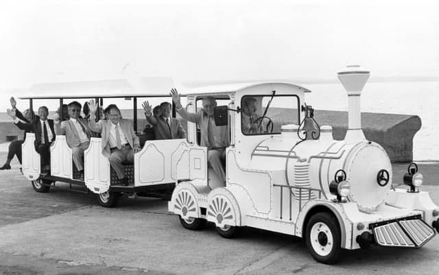 Hugely popular in the 1980s, a landtrain running along section of our new-look promenade which really help to connect Southsea better for those with little legs. They are popular seaside staple up and down the country and would be perfect between Clarence Pier and Canoe Lake.
Portsmouth also used to have a little miniature railway running along the back of what is now the Blue Reef Aquarium. What fun it would be to see something similar today!
Pictured: The landtrain at Southsea seafront in August 1989.
PP1530