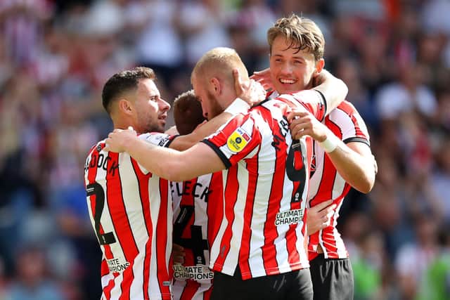 Sheffield United celebrate going top of the Championship table: George Wood/Getty Images